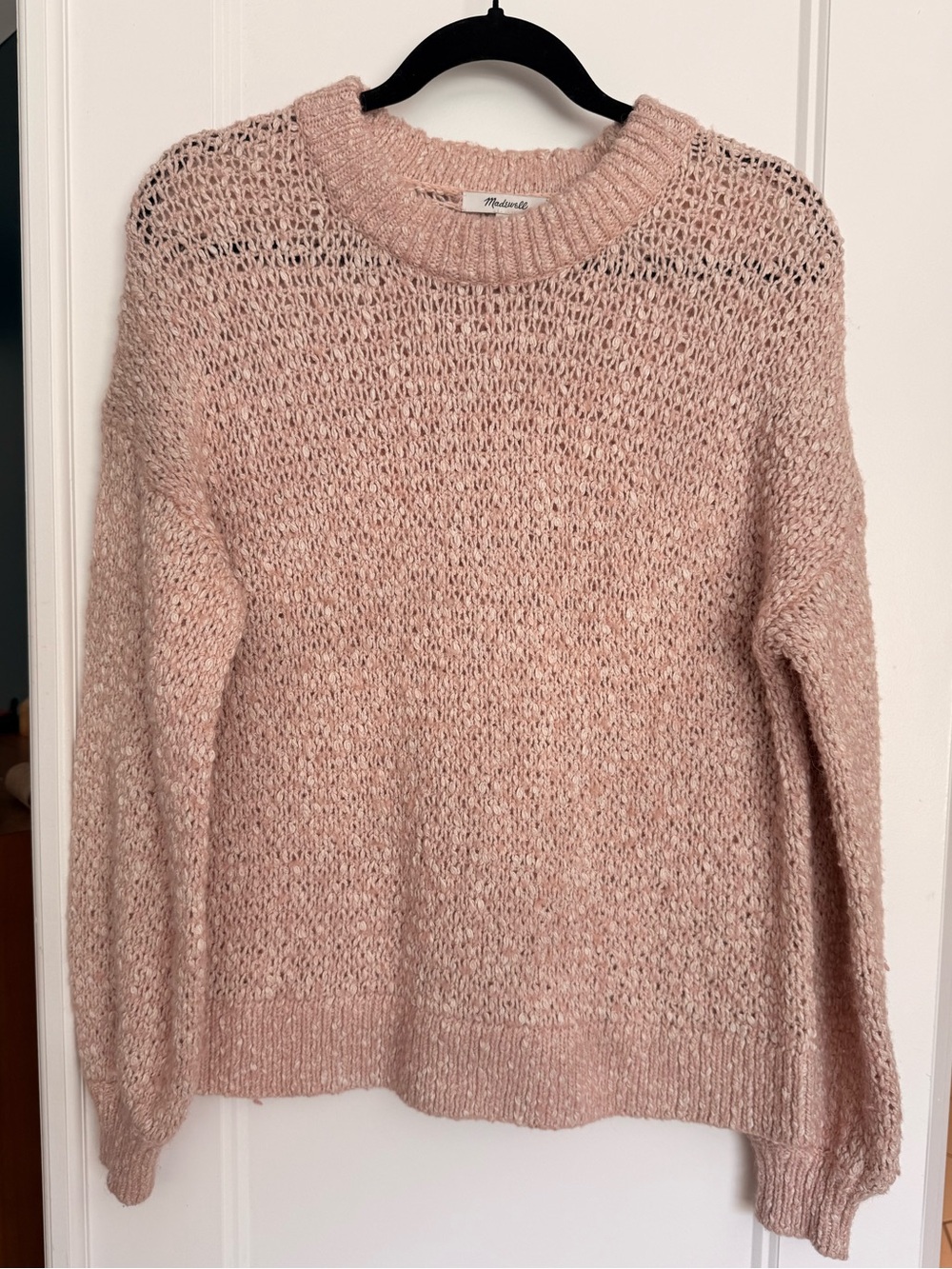 Madewell Blush Open-Knit Crewneck Sweater